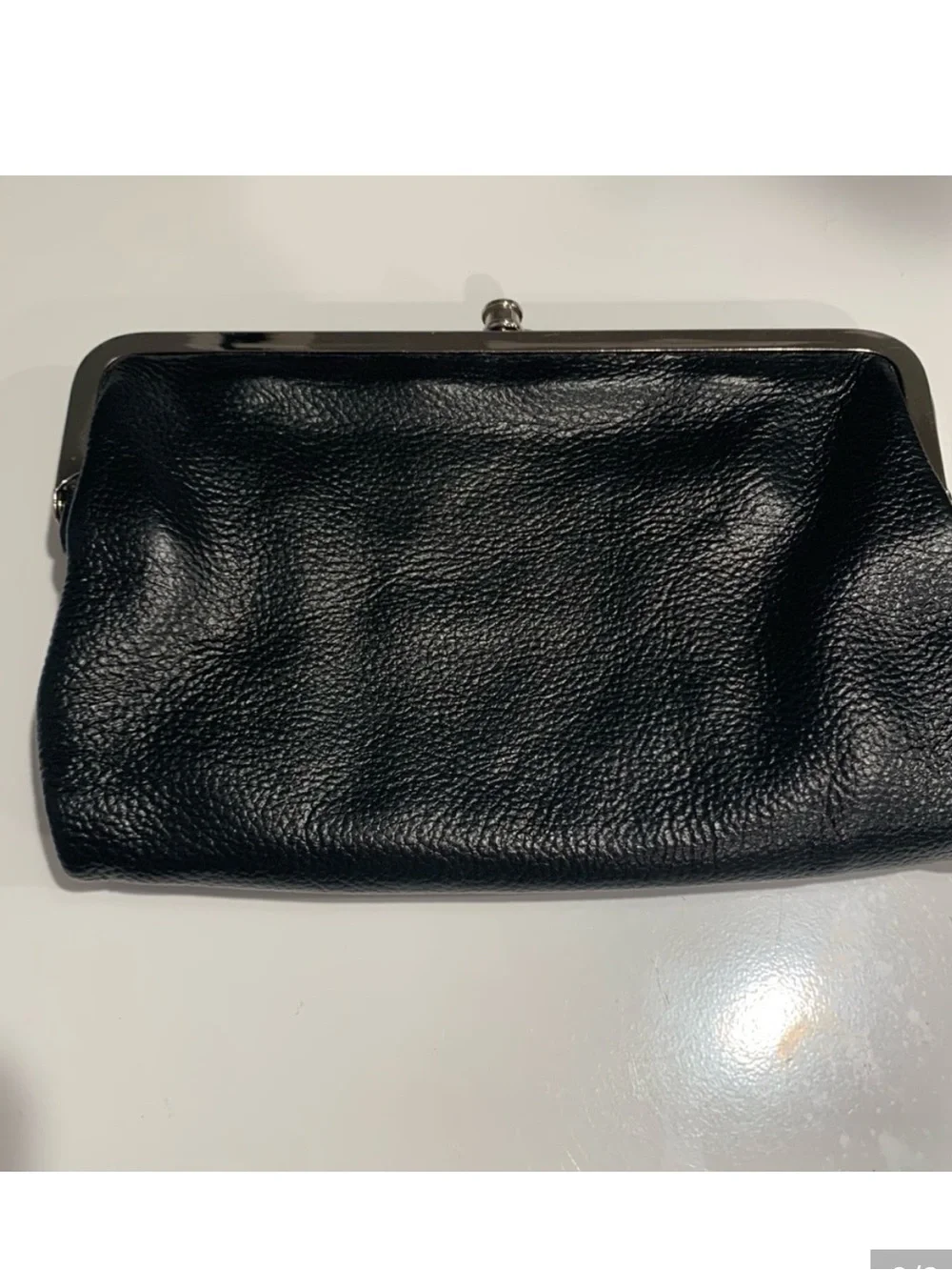 Soft Genuine Leather Black Frame Clutch Wallet | Leopard Lining